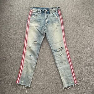BLANKNYC JEANS W/ WHITE & RED STRIPE DOWN SIDES